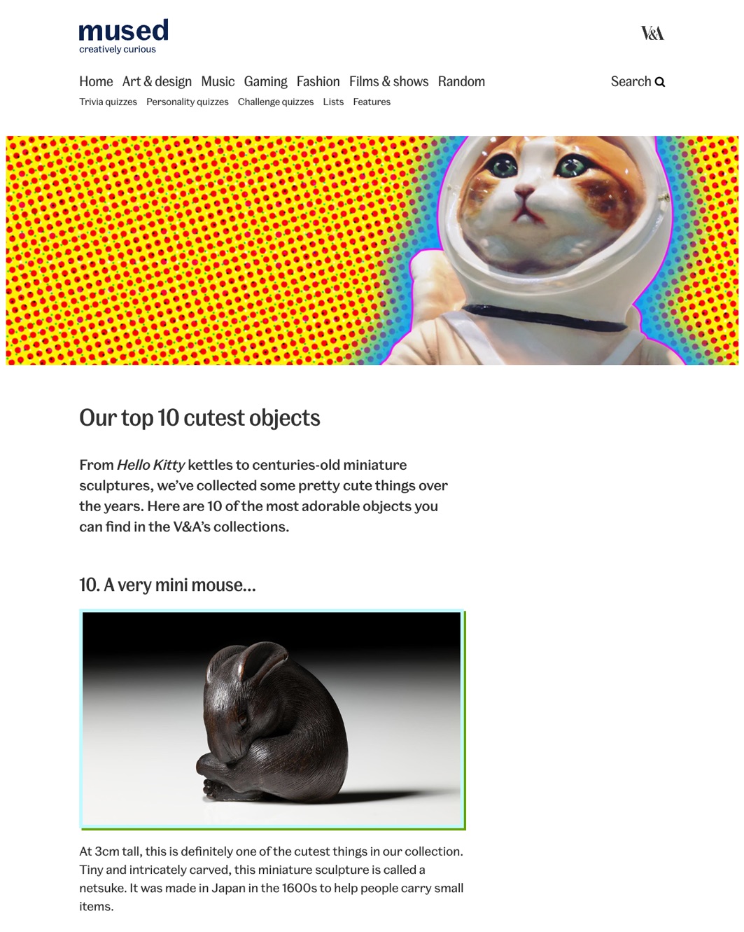 Mused Top 10 Cutest Objects article on desktop